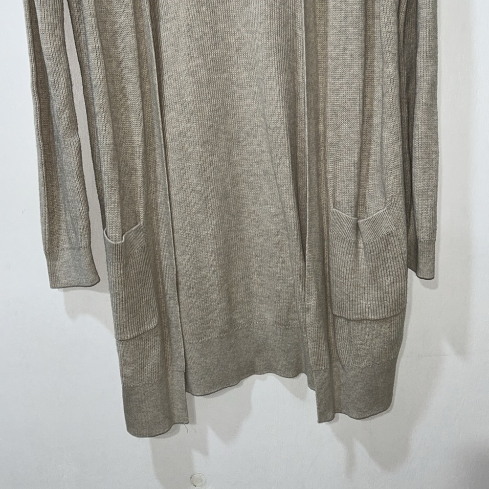 B.P WOMENS OPEN FRONT LONG LINE CARDIGAN BEIGE Sz MD - Picture 4 of 8